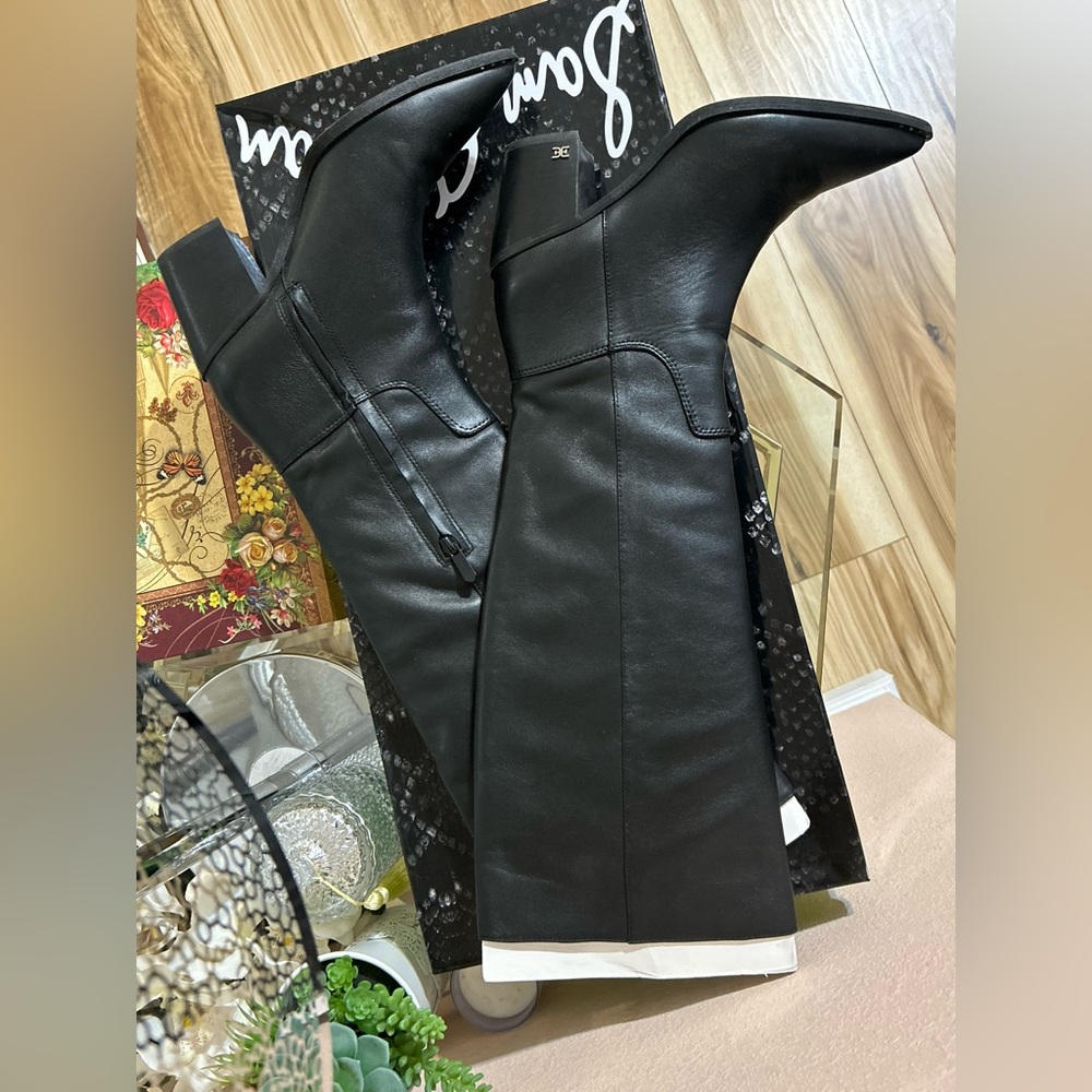 Sam Edelman Lindsey Black Leather Over the Knee Boots Size 8
